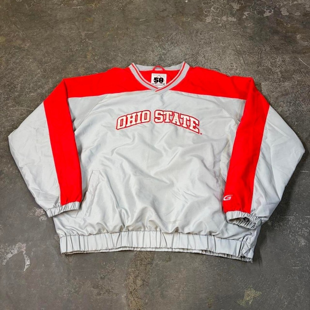 Vintage 58 Sports Ohio State Buckeyes Windbreaker Pullover Jacket Mens 2XL Gray